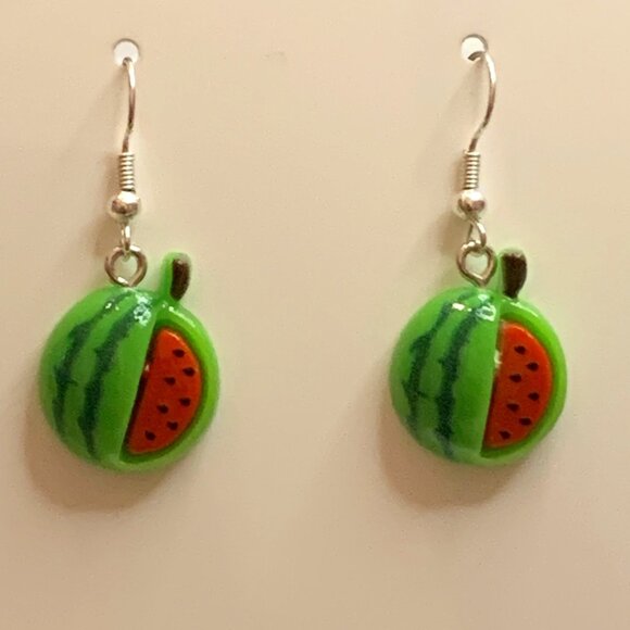 Watermelon Earring, Summer Earring, Funny Food Earring, Fruit Earring, Gift Idea - Picture 3 of 7